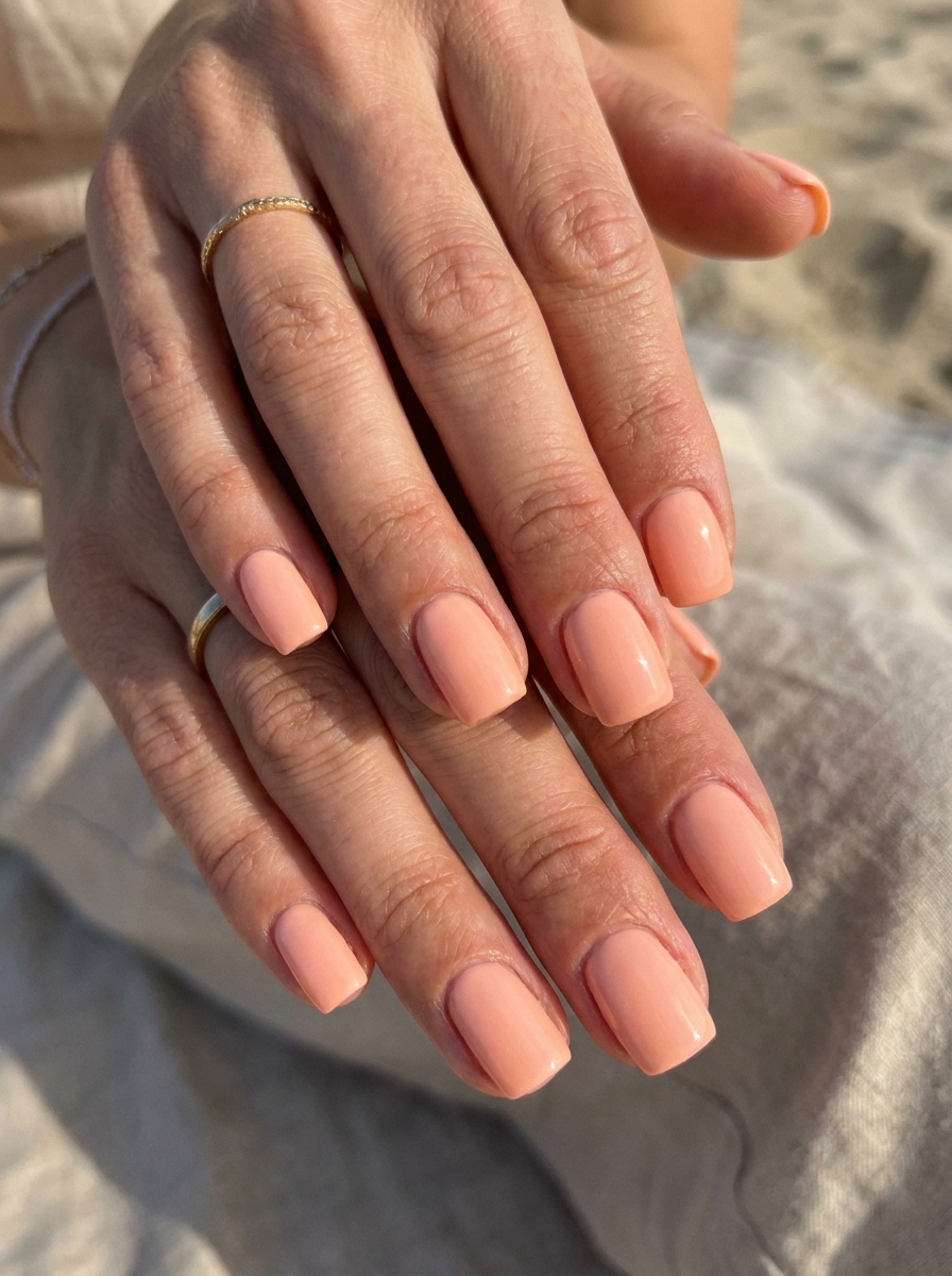 Peach Sorbet Square Nails
